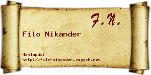 Filo Nikander névjegykártya